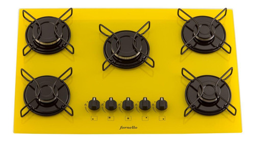 Fogão Cooktop Fornello 5 Bocas Amarelo Automático