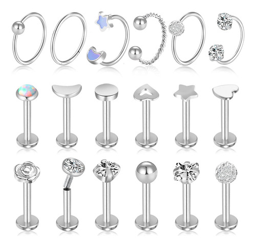 Onesing 12-25 Aretes Tragus De 16 G Para Mujeres Y Hombres,