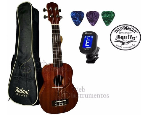 Ukulele Concerto Kalani Kal200ct Capa+ Afinador+ Palhetas