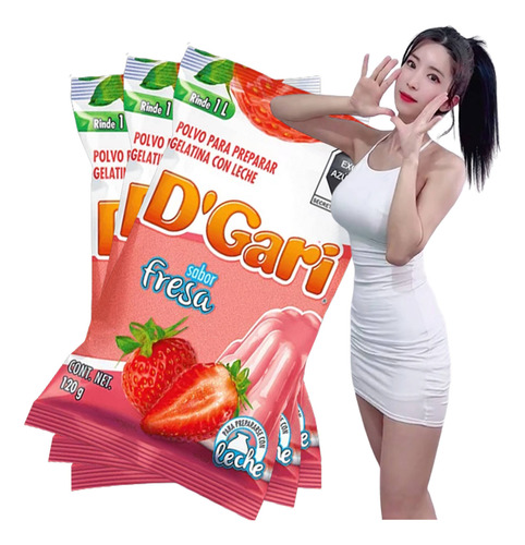Dgari® 3 Gelatinas De Leche Sabor Fresa Rinde 1 Litro Wow