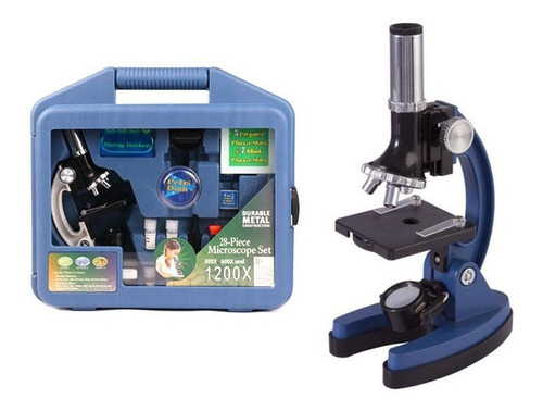 Kit Microscopio Cientifico Laboratorio Escolar 1200x 28pzas