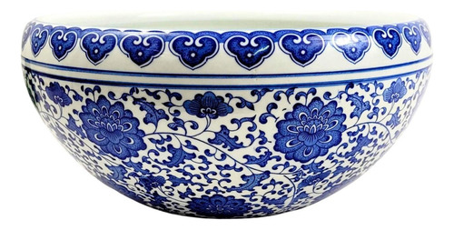 Vaso Azul E Branco 18x40cm Porcelana Decoração Cachepot