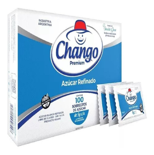 Azúcar Chango Blanco Refinado 100 Sobres 5 Grs Cada Uno