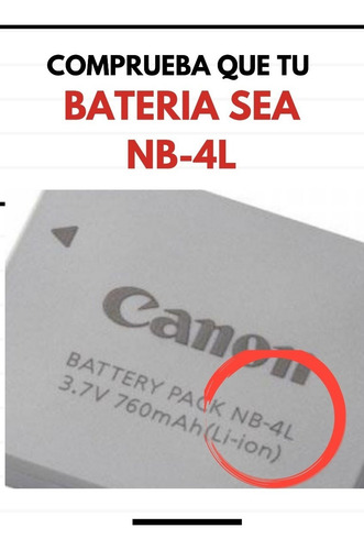 Imagen 3 de 5 de Cargador Nb4l Nb6l Nb8l Para Baterias Canon