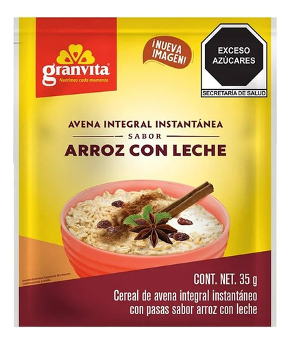 10 Pzas Avena Integral Granvita Instantánea Sabor Arroz Con