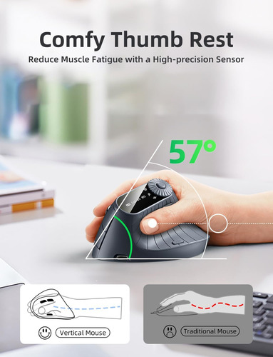Mouse Vertical Ergonómico, Mouse Óptico Inalámbrico Bluetoot