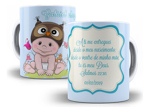 Caneca Dinda - Que Chegou? Menino + Caixinha - Modelo 03