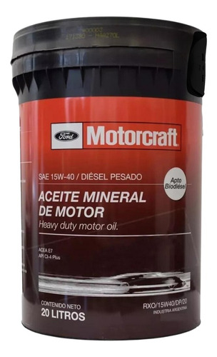 Aceite Motor 15w40 Diesel Api Ci-4 Plus Motorcraft 20 Litros