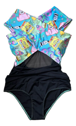 Traje De Baño Transparencia Completo Bob Esponja Dama Mujer