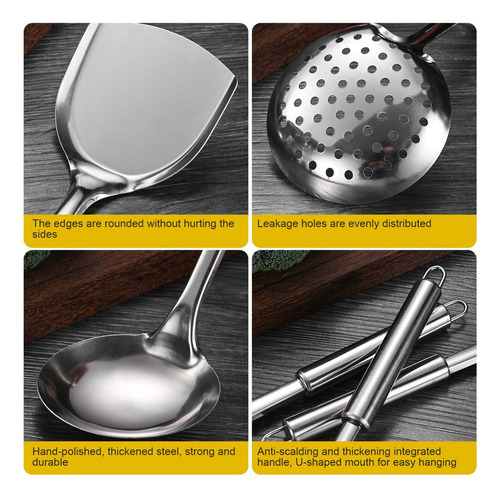 Juego De Cocina De Acero Inoxidable 4 Piezas, Cucharón Sopa