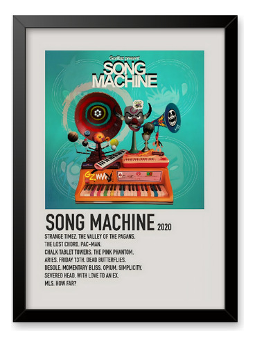 Poster Gorillaz Song Machine, Quadro Com Moldura 33x24cm