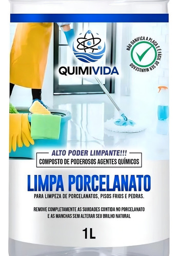 Limpador Porcelanato Quimivida Concentrado Kit C/2 1l