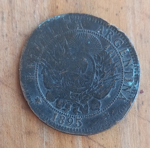 A-argentina Moneda Nacional 2 Centavos Patacon 1895 Cobre