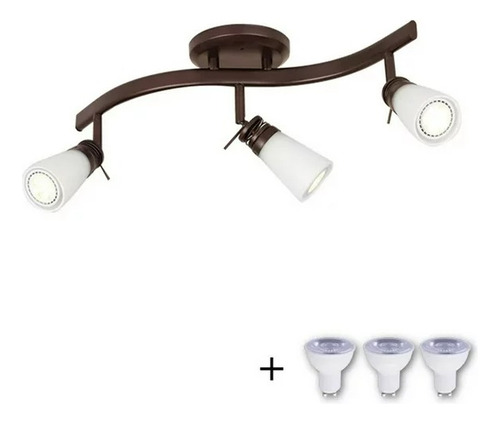 Lampara De Techo Riel 3 Focos Led 53 Cms Largo 7w=40w