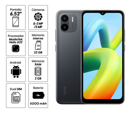 Celular Xiaomi Redmi A1 32gb/2gb 8mp+2mp/5mp 6.52 Gris