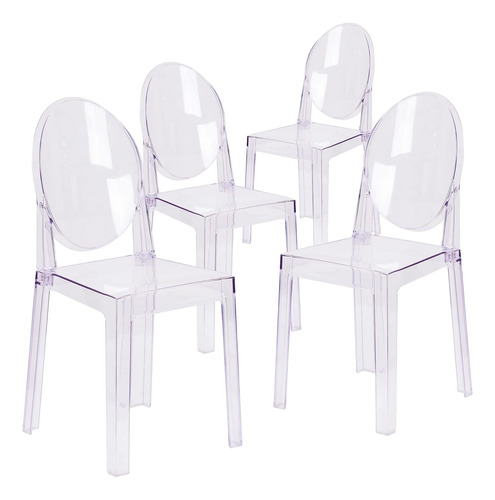 Flash Furniture Revna - Juego De 4 Sillas Revna Ghost Con R.