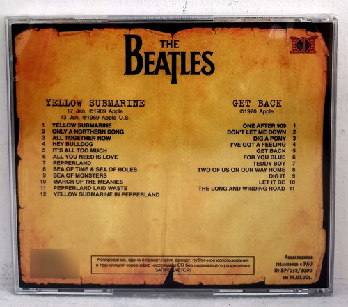 The Beatles Collection Yelow Submarine=get Back Cd 2×1 Nuevo Edición Limitada