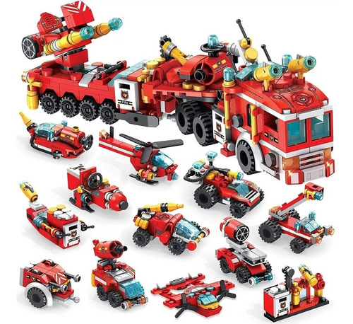 Camion Bombero 12 En 1 Bloques Compatibles Lego