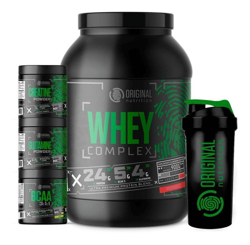 Kit On Whey Complex Morango Bcaa Glutamina Creatina 5 Itens