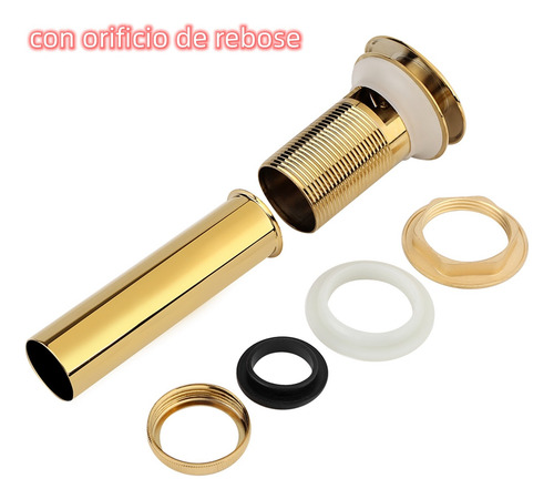 Contra Lavabo Tipo Push Pop Up Sin Rebosadero Mate Dorado
