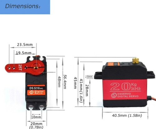 Servomotor Digital 20kg.cm Metálico 180° Ds3218mg