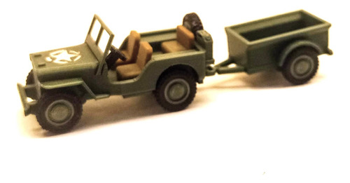 Jeep Willys Y Trailer 1/87 Ferromodelismo Miniaturas 3d