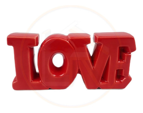 Palavra Love Cerâmica Letras Decoração Enfeite Decor 17x7,8 Cor Vermelho