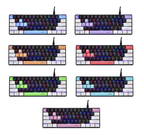 Teclado 60% Custom Glow Up Mas Set De Keycaps 7 Colores 