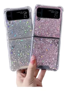 Capinha Capa Para Z Flip 3 E Z Flip 4 Glitter Silicone Case