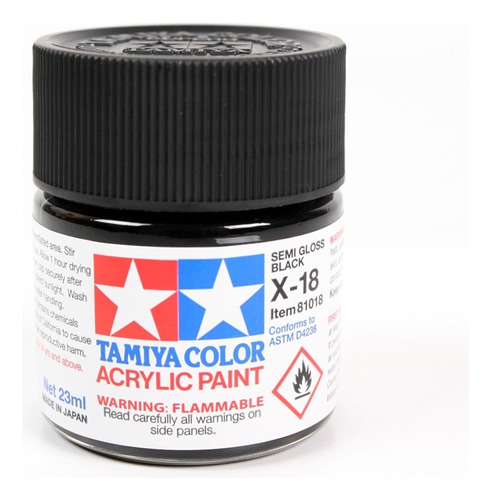 Pintura Acrilica 23ml X18 Semi Gloss Black By Tamiya # X18