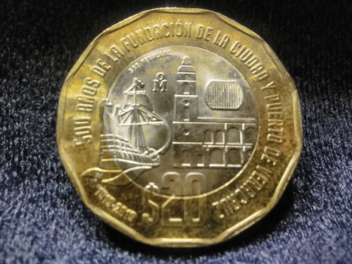 Moneda Conmemorativa 20 Pesos 500 Años Fundacion De Veracruz