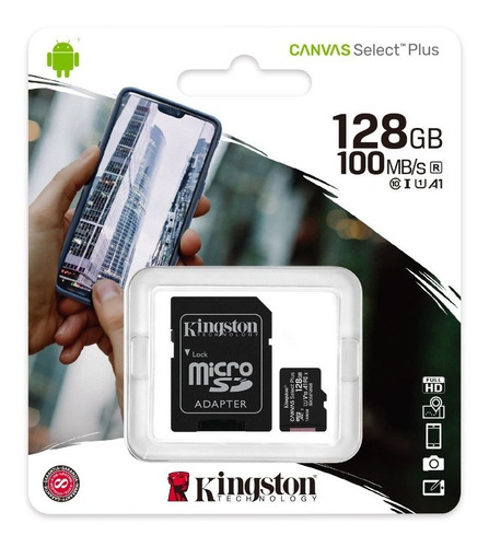 Memoria Micro Sd Kingston 128gb Canvas Select Plus 100 Mb/s