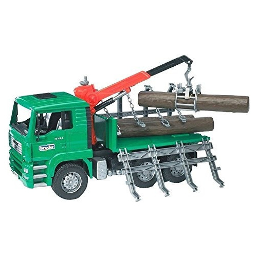 Bruder Toys Man Timber Truck Con Grua De Carga Y 3 Troncos