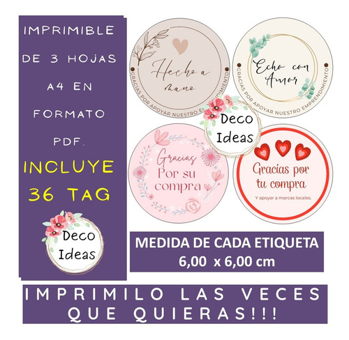 Imagen 5 de 5 de Kit Imprimible 07 Para Emprendedores 36 Etiquetas A Color