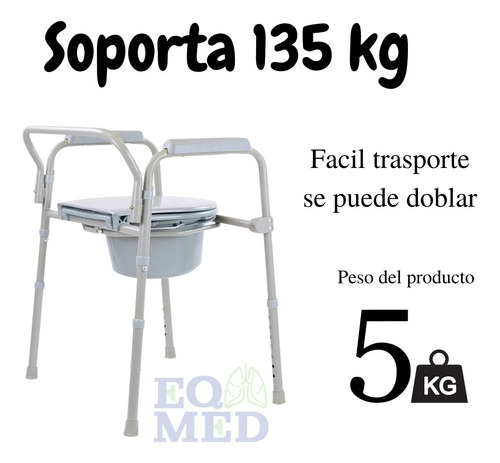 Silla Comodo Aumento Ducha De Wc Baño 3 En 1 Plegable
