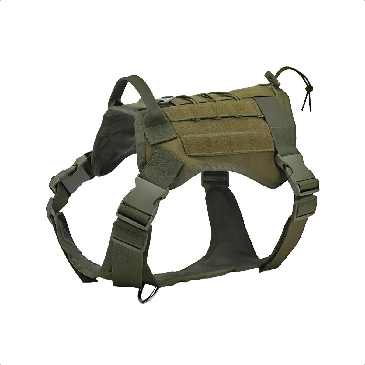 Chaleco Reforzado Perros Arnés Táctico Pretal Regulable Color Verde Militar Talle Del Arnés L