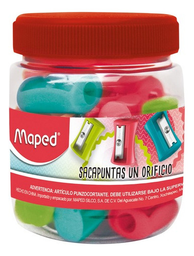 Sacapuntas Ergo 1 Orificio Maped - Bote Con 25 Pzs Surtido