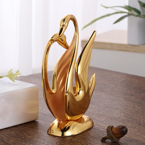 Figura De Cisne Dorado De 2 Tamaños, Servilletero De .