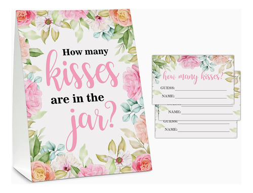 Guess How Many Kisse Are In The Jar Game Acuarela Floral 1 +