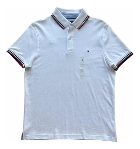 Camiseta Tipo Polo Tommy Hilfiger Hombre Talla S F050 Blanco