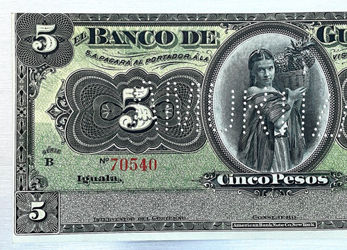 Billete 5 Pesos Banco De Guerrero, De 19 Serie B Amortizado (Usado)