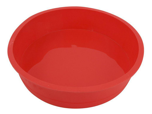 Forma De Bolo Torta Redonda Silicone 24x5cm - Vermelha