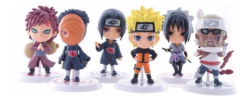 Kit 6 Action Figure Naruto Gaara Itachi Tobi Killer Sasuke