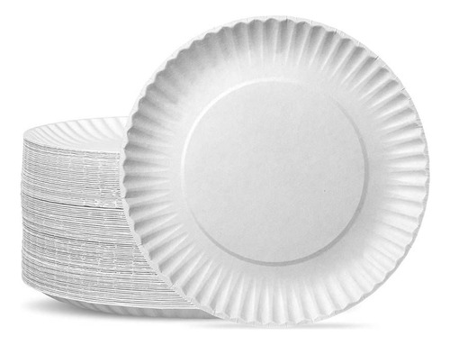 20 Platos De Carton Blanco Desechables 23 Cm 