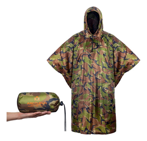 Poncho Ligero De Nailon Ripstop Con Capucha Ajustable