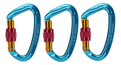 . 3 Pcs Mosquetón Clip Escalada Rappel Tornillo De Bloqueo