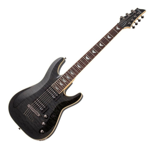 Guitarra elétrica Schecter Omen Extreme-7 de mogno see-thru black com diapasão de pau-rosa