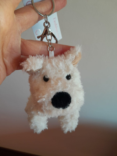 Llavero Peluche Perro. Accesorio Para Mochila. Bag Charm Blanco