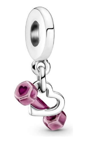 Charm Pesa Mancuerna Rosa Corazón En Plata 925 Silver Heart