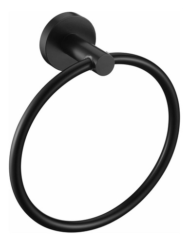 Anillo De Toalla De Mano Negro Mate Para Baño Montado En La 